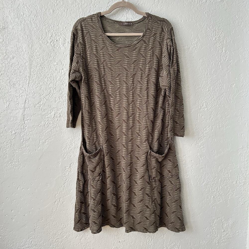 Cut Loose Dress Women’s Medium Sheer Stripe Textured Dress Lagenlook Casual